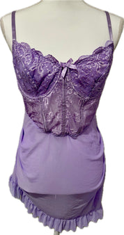 Lace Mesh Ruffled Negligee