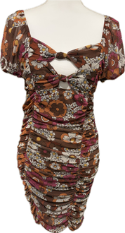Flower Power Shirred Mesh Mini Dress