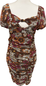 Flower Power Shirred Mesh Mini Dress