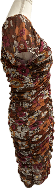 Flower Power Shirred Mesh Mini Dress