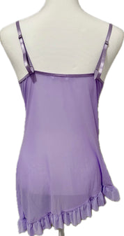 Lace Mesh Ruffled Negligee