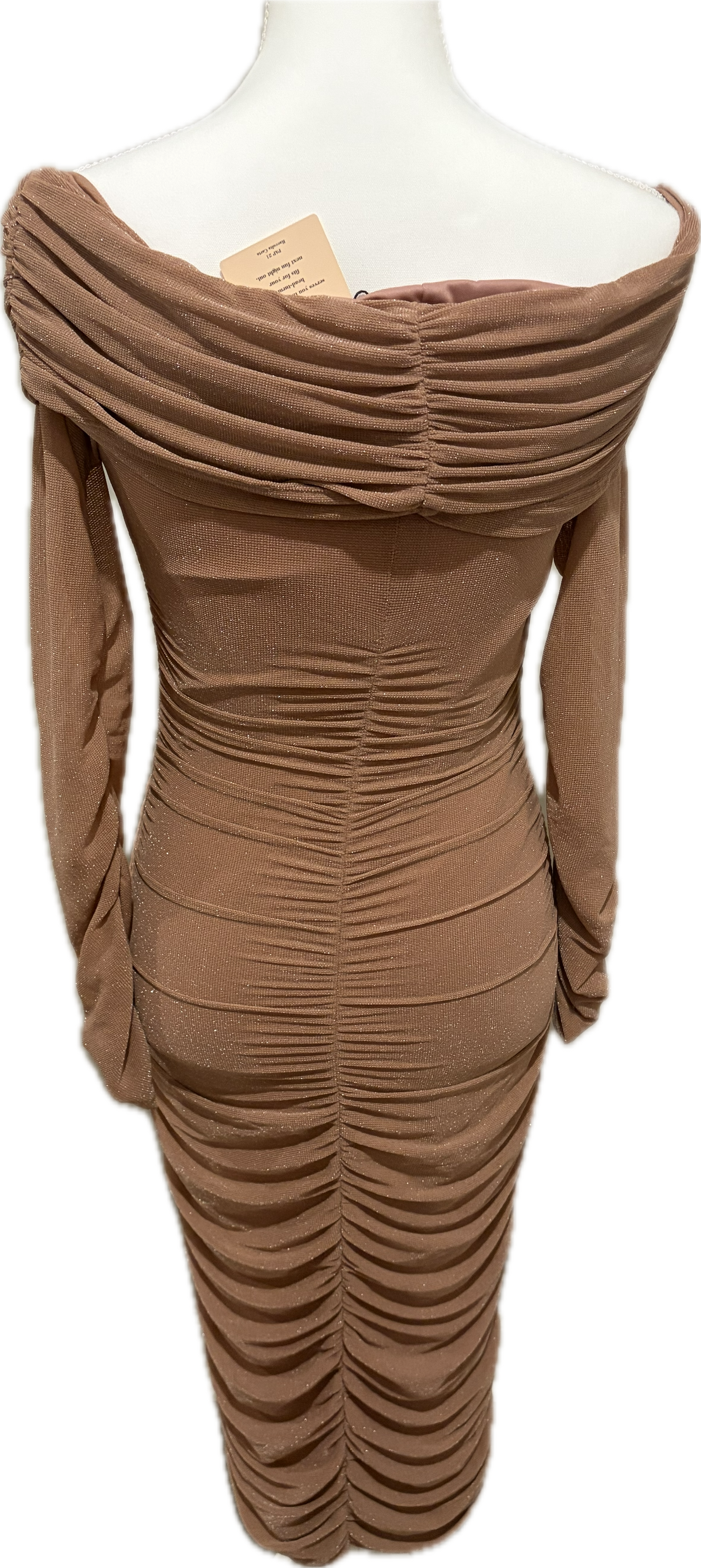 SheinBae Glitter Glam Shirred Dress