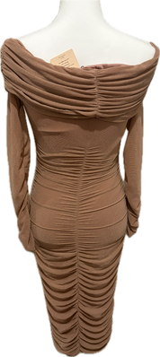 SheinBae Glitter Glam Shirred Dress