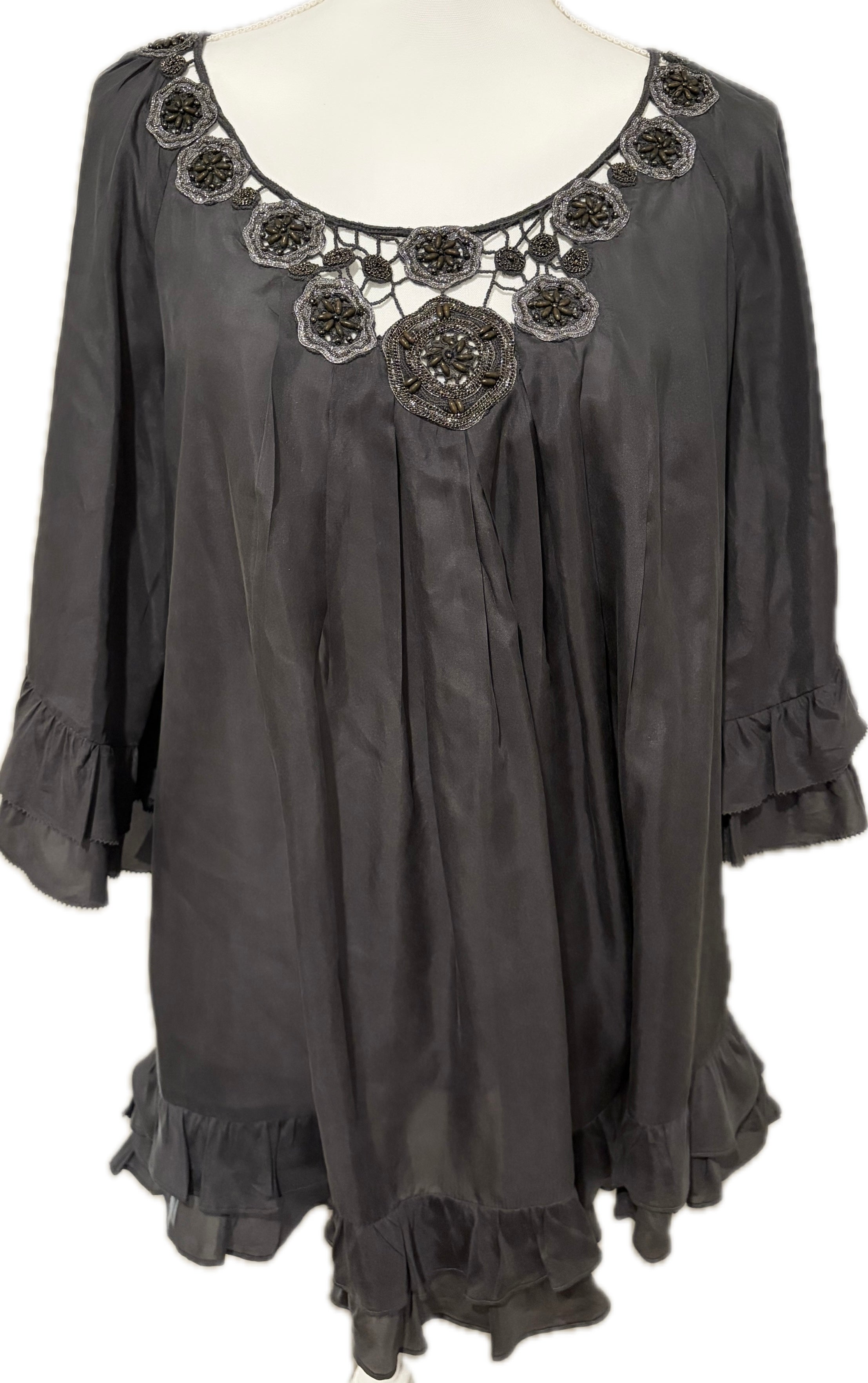 Rebecca Taylor Silk Beaded Blouse