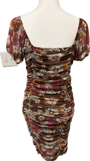 Flower Power Shirred Mesh Mini Dress