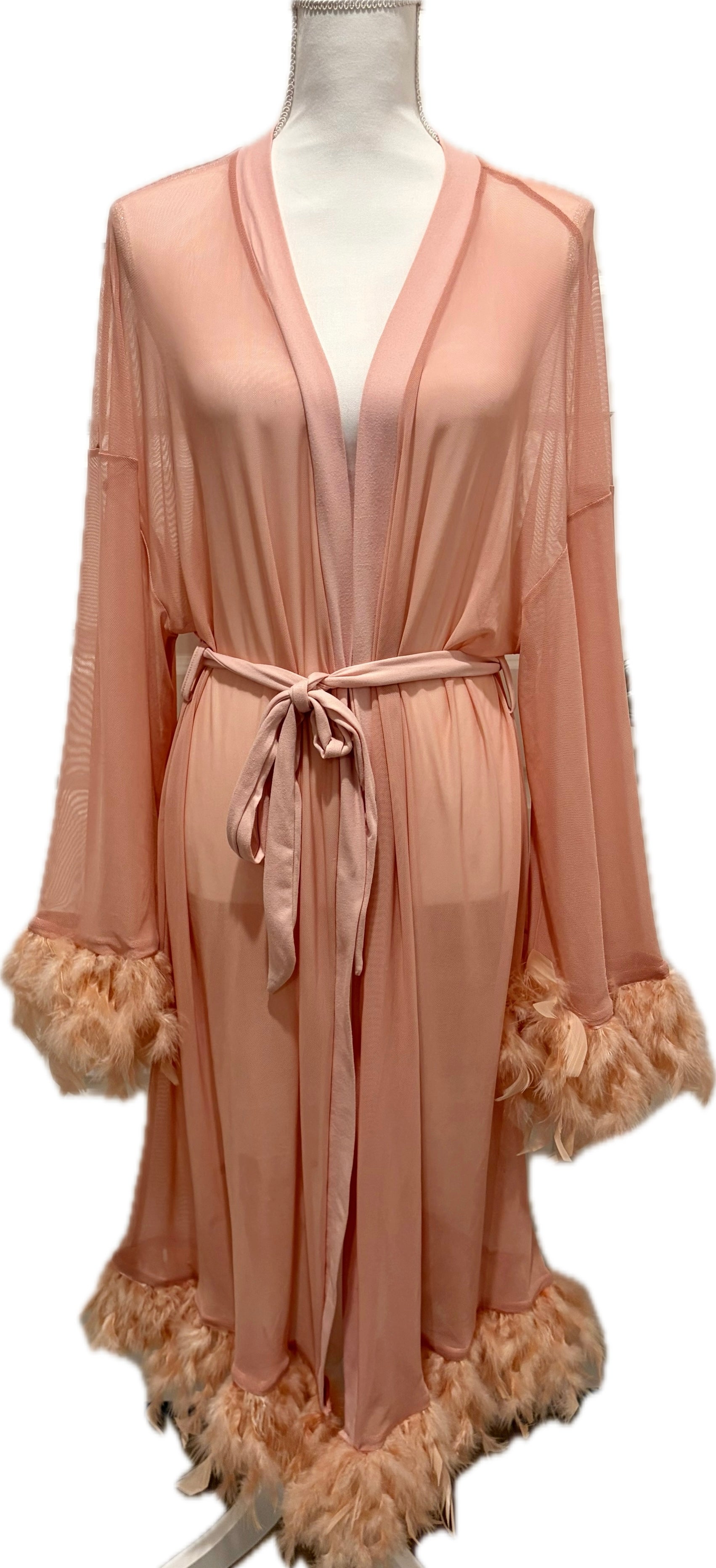 Pink Feather Mesh Robe
