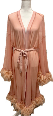 Pink Feather Mesh Robe