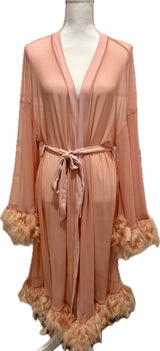 Pink Feather Mesh Robe