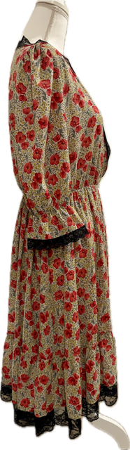 Floral & Lace Trim Wrap Dress