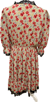 Floral & Lace Trim Wrap Dress