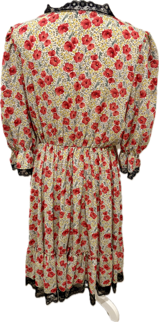 Floral & Lace Trim Wrap Dress