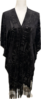 Velvet Floral Burnout Fringe Kimono