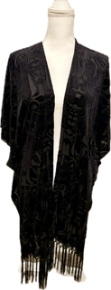 Velvet Floral Burnout Fringe Kimono