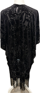 Velvet Floral Burnout Fringe Kimono