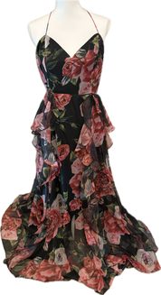 Lulus Chiffon Ruffle Floral Halter Dress