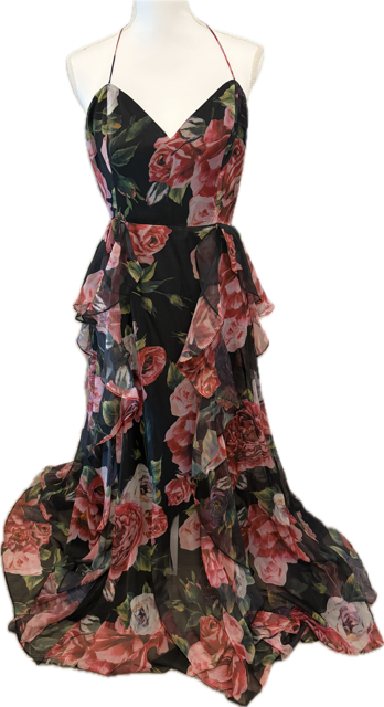 Lulus Chiffon Ruffle Floral Halter Dress