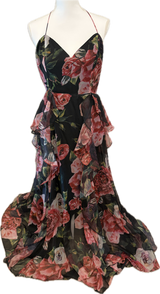 Lulus Chiffon Ruffle Floral Halter Dress