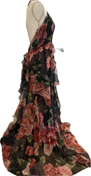 Lulus Chiffon Ruffle Floral Halter Dress