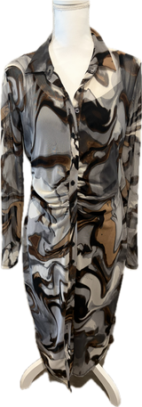 Tie Dye Mesh Button Front Dress