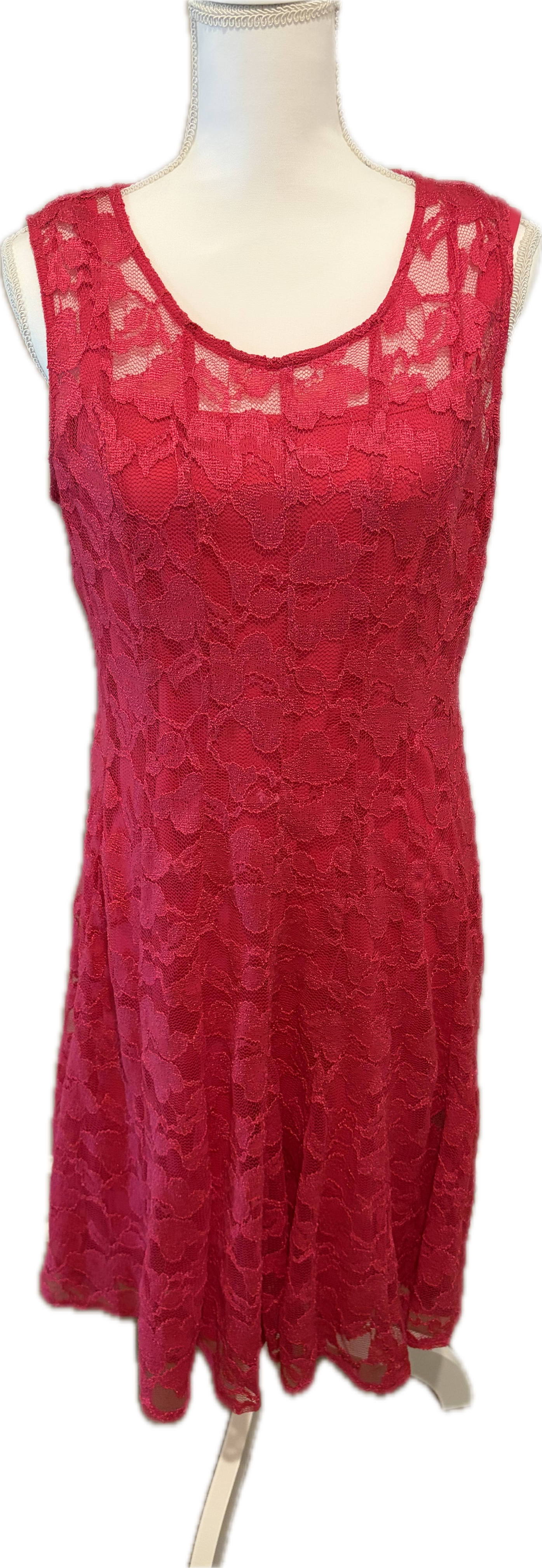Leslie Fay Mesh Floral Lace A-Line Dress
