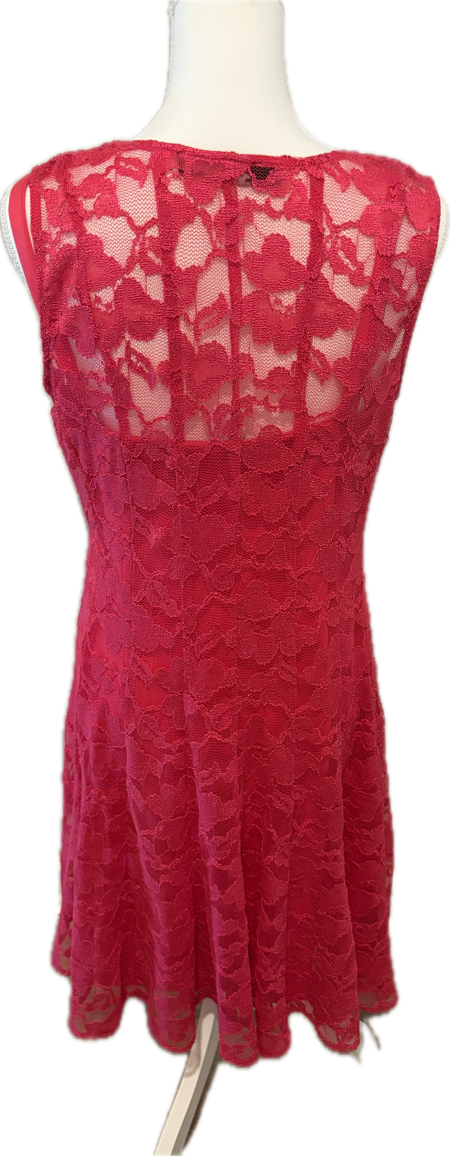 Leslie Fay Mesh Floral Lace A-Line Dress