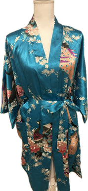 Satin Floral Peacock Robe