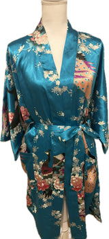 Satin Floral Peacock Robe