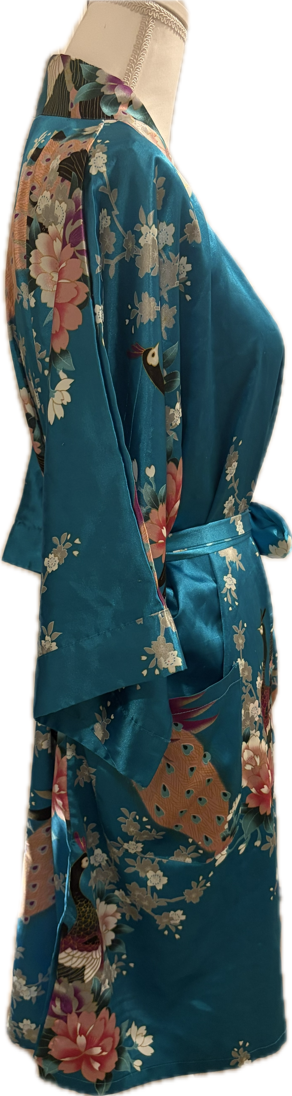 Satin Floral Peacock Robe