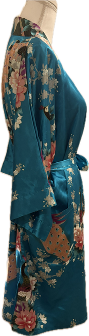 Satin Floral Peacock Robe