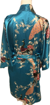 Satin Floral Peacock Robe