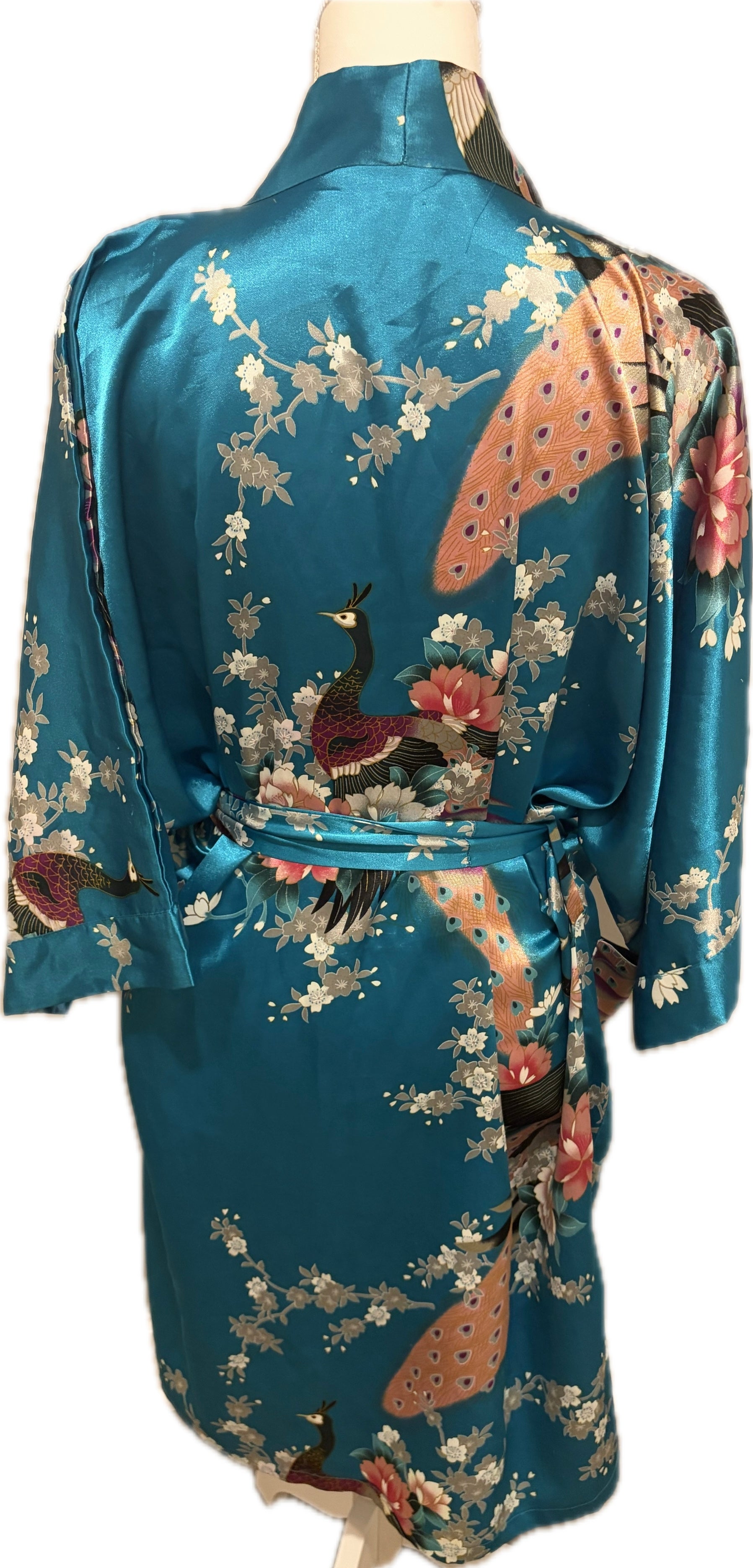 Satin Floral Peacock Robe