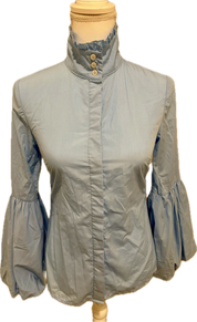 High Collar Button Down Bell Sleeve Blouse