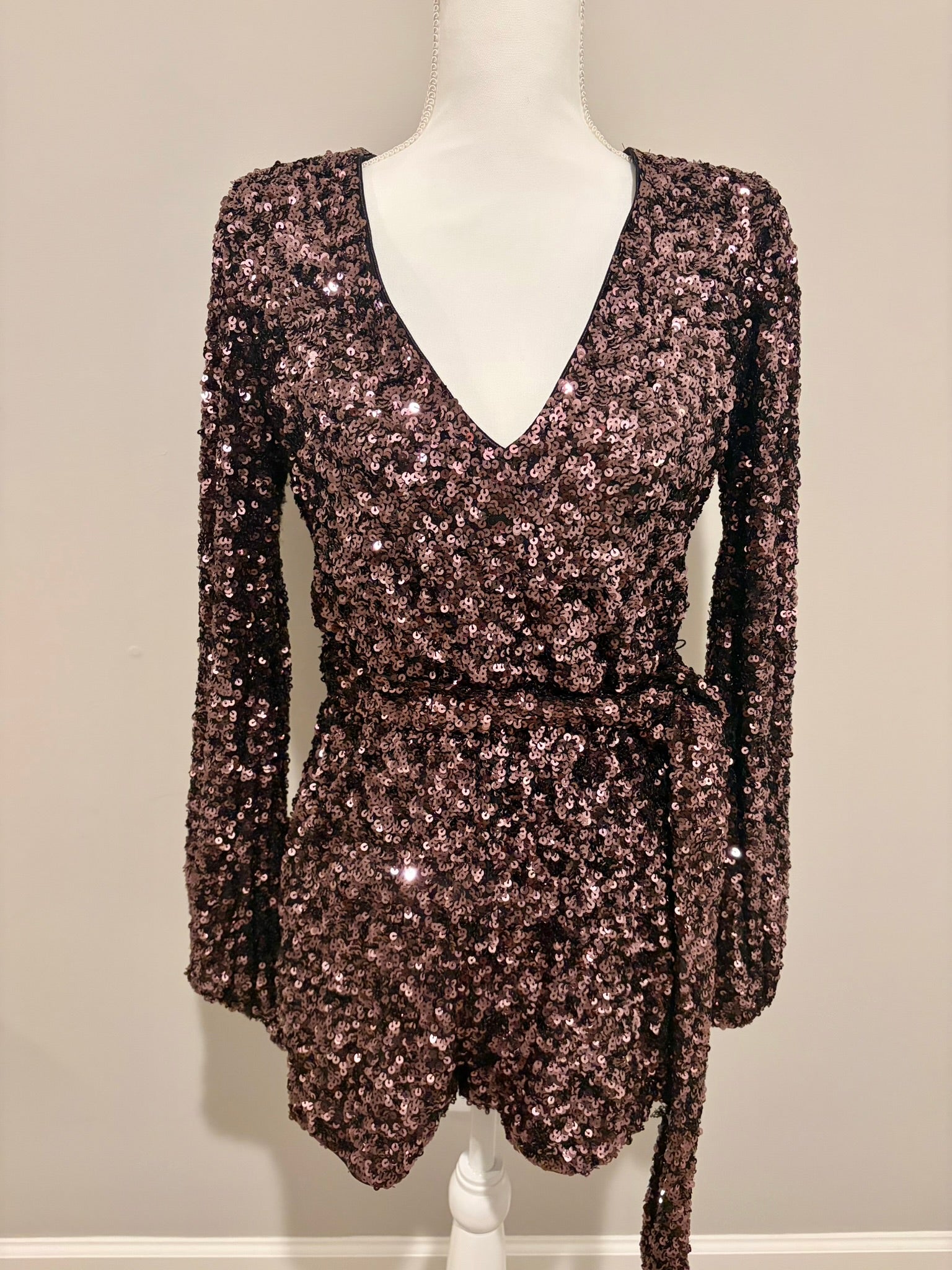 Sequin Belted Romper
