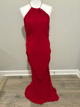 Cache Slinky Red Shirred Long Dress