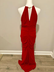 Cache Slinky Red Shirred Long Dress