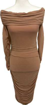 SheinBae Glitter Glam Shirred Dress