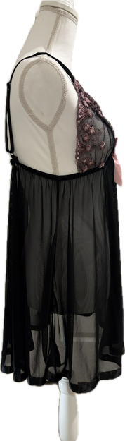 Embroidered Mesh Babydoll Negligee