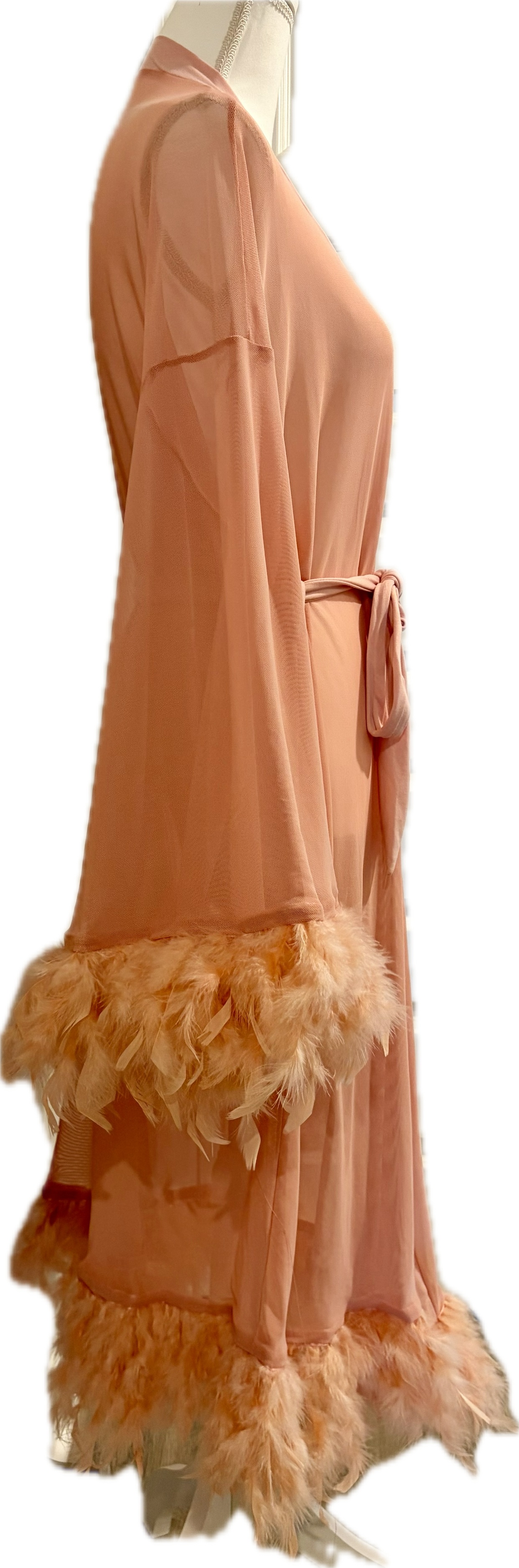 Pink Feather Mesh Robe