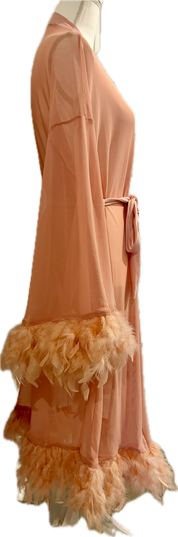 Pink Feather Mesh Robe