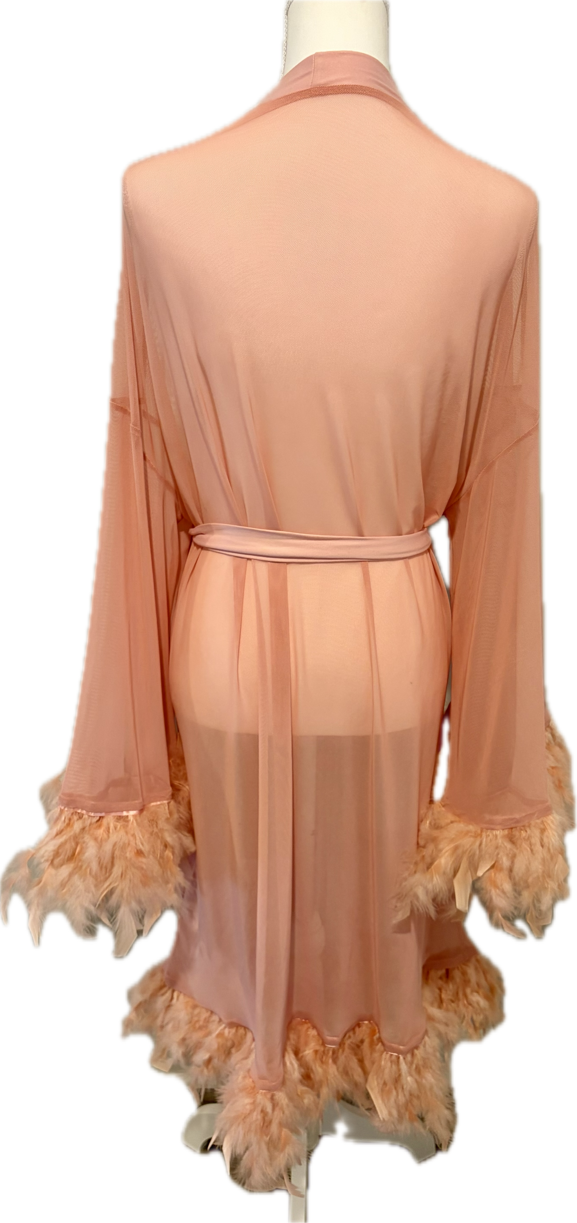 Pink Feather Mesh Robe