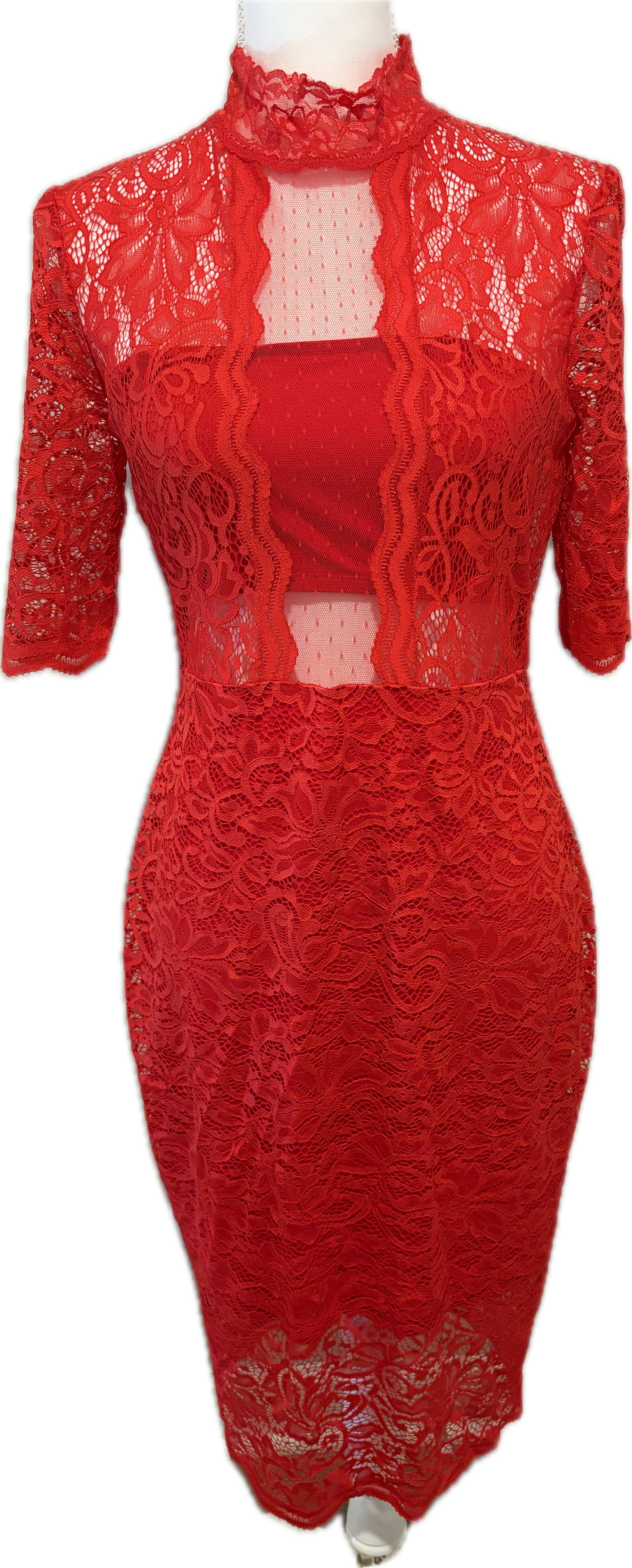 Express Mock Neck Lace Dress