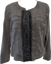 Embellished Denim Zip Front Jacket