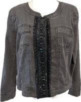 Embellished Denim Zip Front Jacket