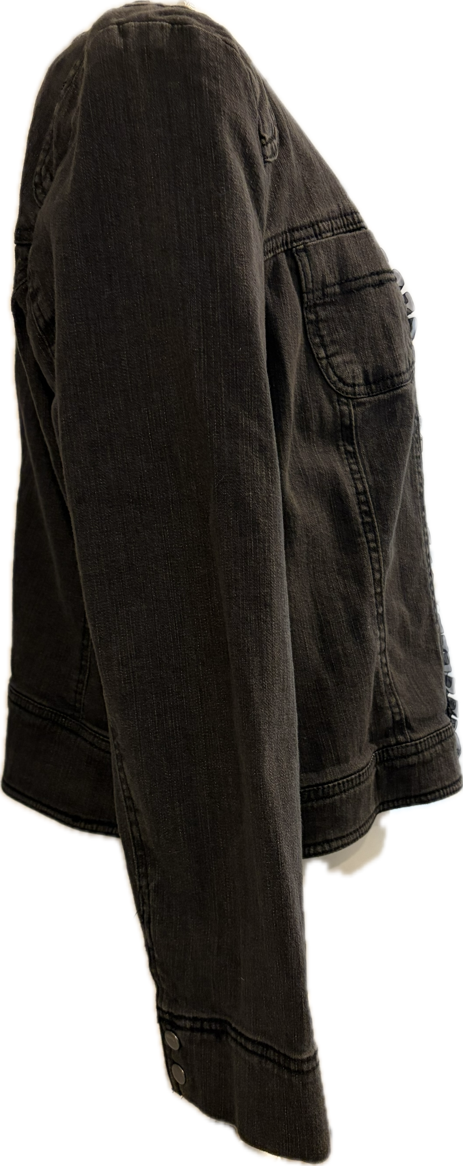 Embellished Denim Zip Front Jacket