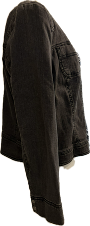 Embellished Denim Zip Front Jacket