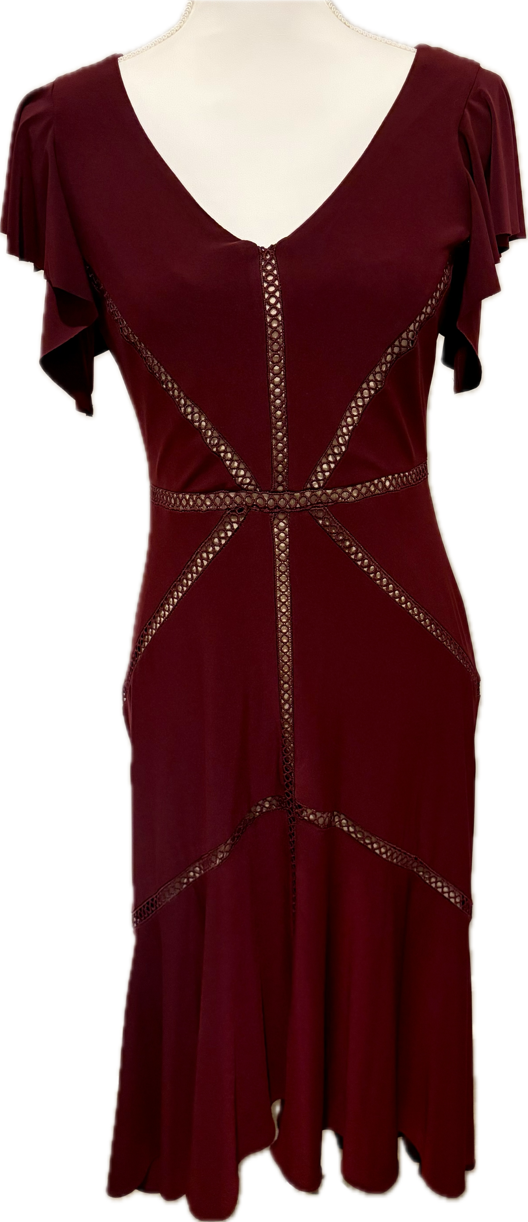 Taylor Hi/Low Flutter Sleeve Fitted Dress