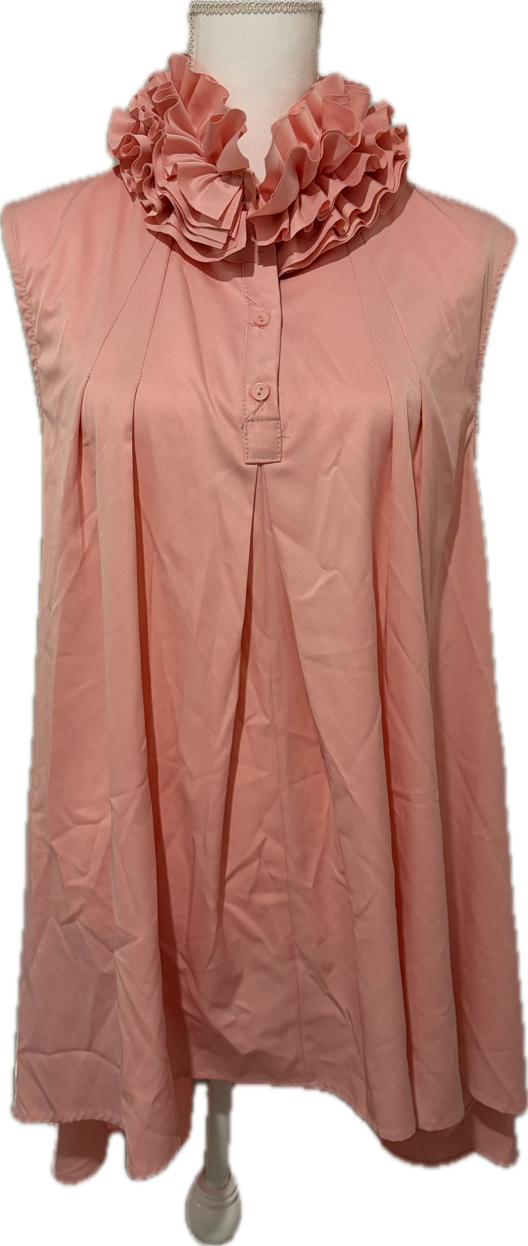Sleeveless Ruffle Neck Shirt