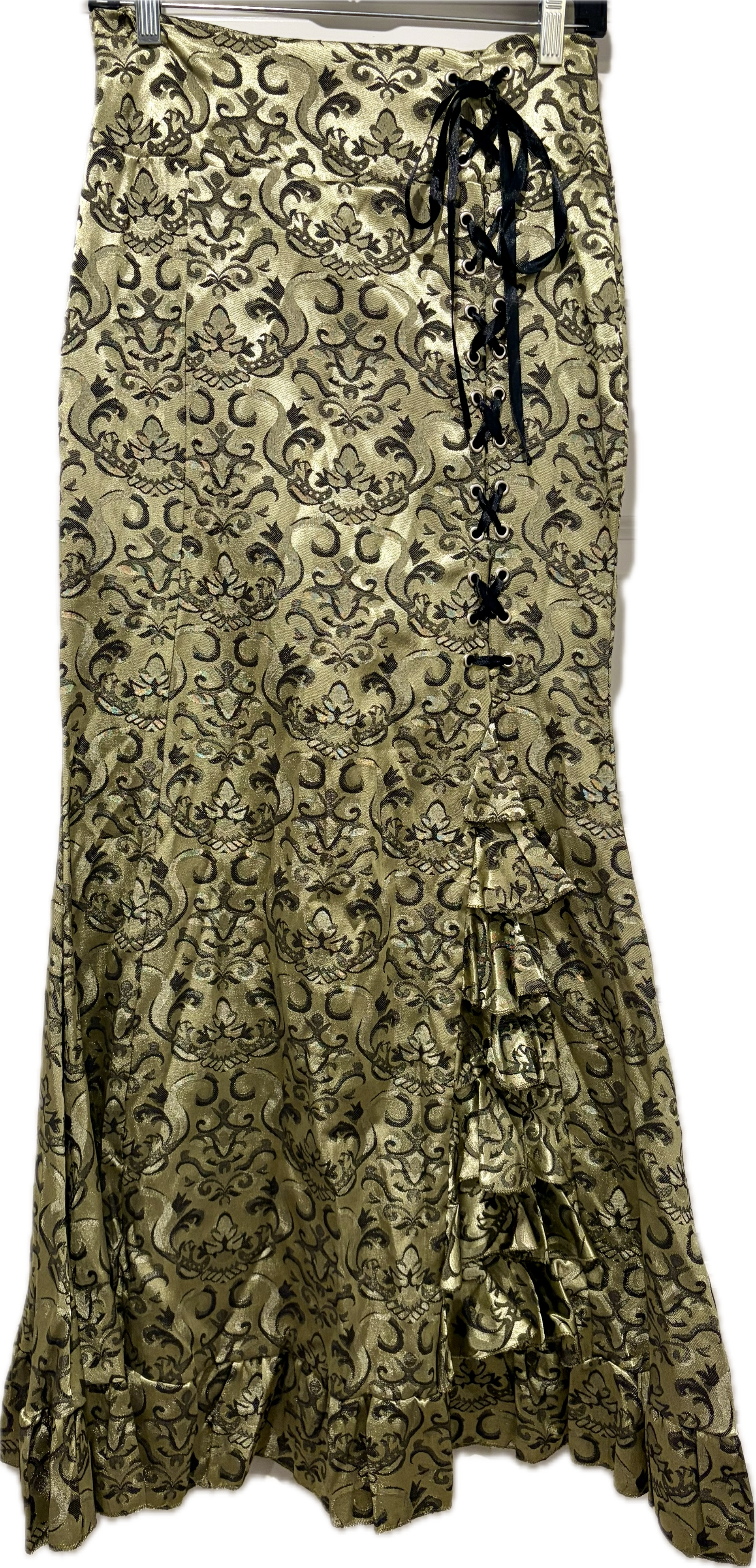 Jacquard Lace Front Ruffle Skirt