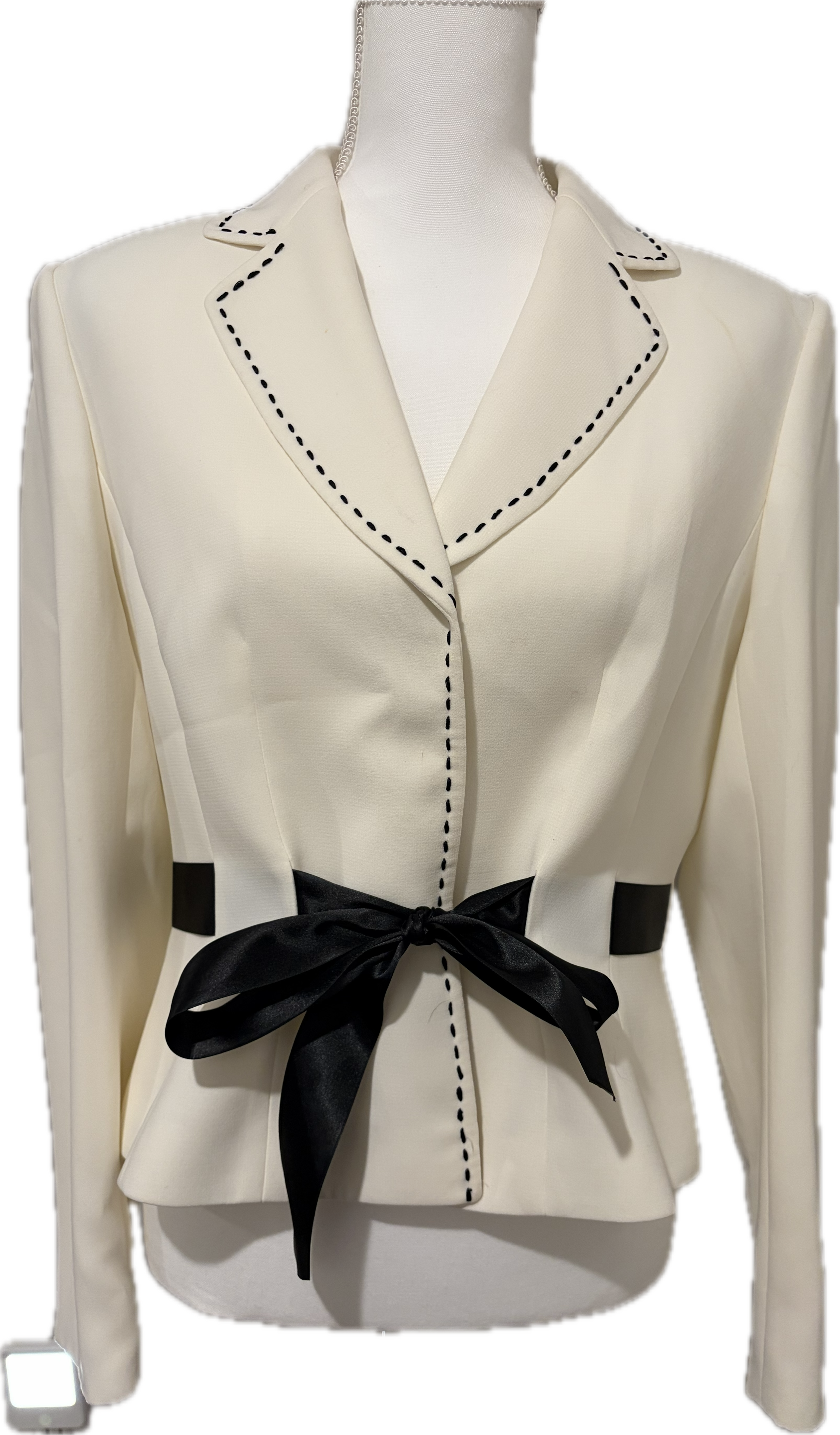 Tahari Satin Belted Bow Blazer