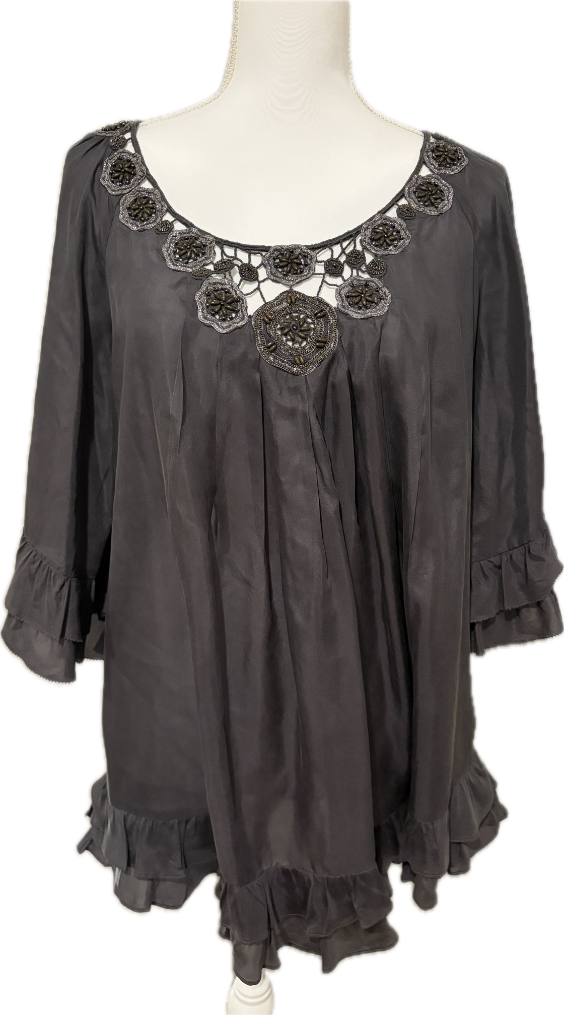 Rebecca Taylor Embroidered Flutter Blouse